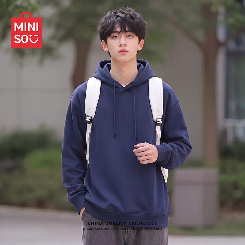 MINISO Men's Casual Loose Fit Hooded Pullover Sweatshirt