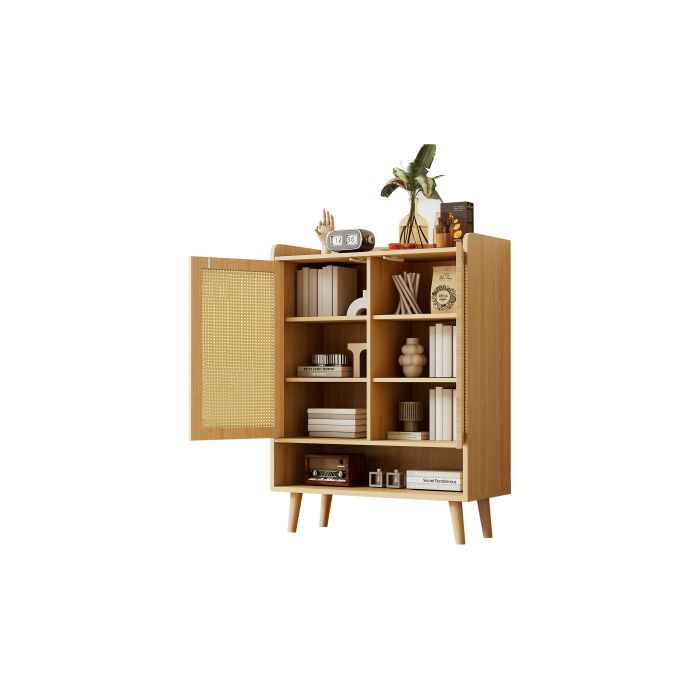 Meuble à chaussures - MUVOE - 2 portes - 5 étagères - Marron - Dimensions L80/H105/T35 cm