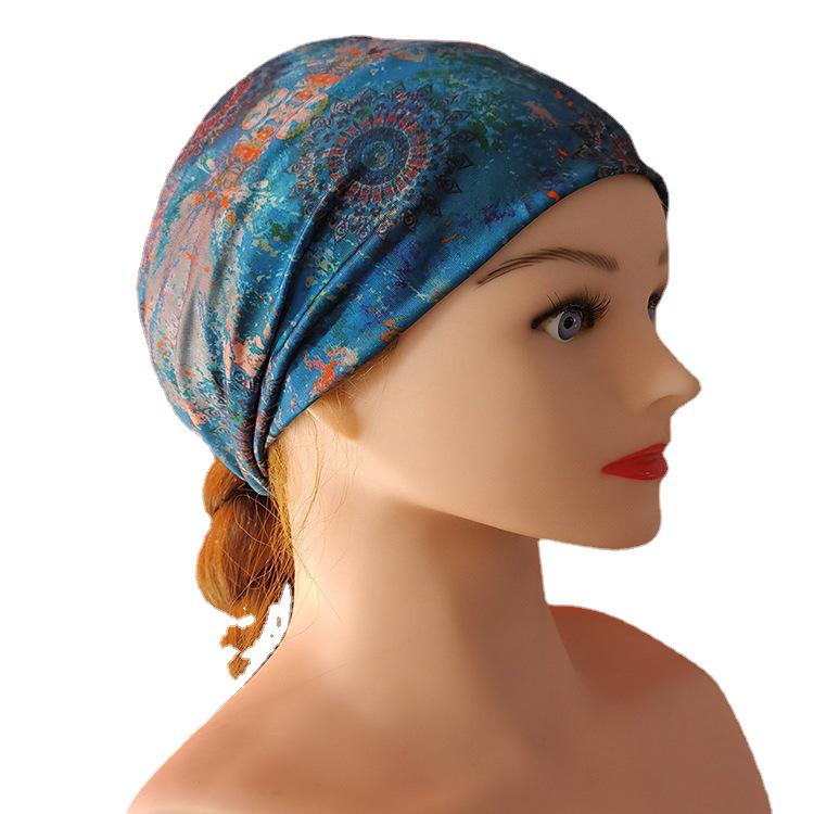 Women's 2026 Summer Fashion Stretchy Printed Sports Headband – Wide Silk Hair Tie for Yoga