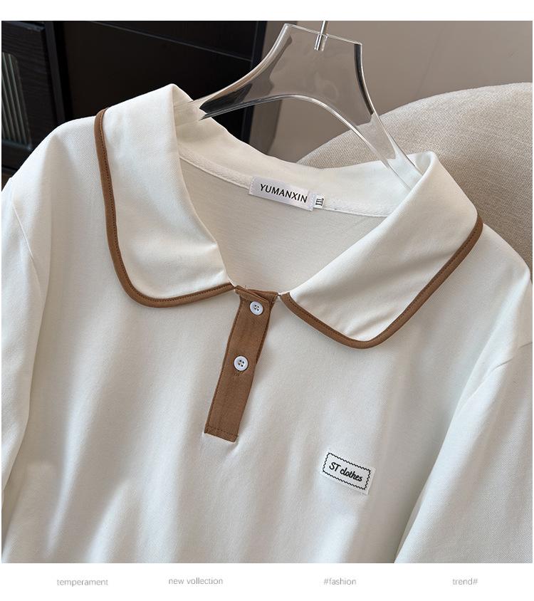 Plus Size Women's Summer Lapel Top Slimming Short Sleeve T-Shirt Cardigan