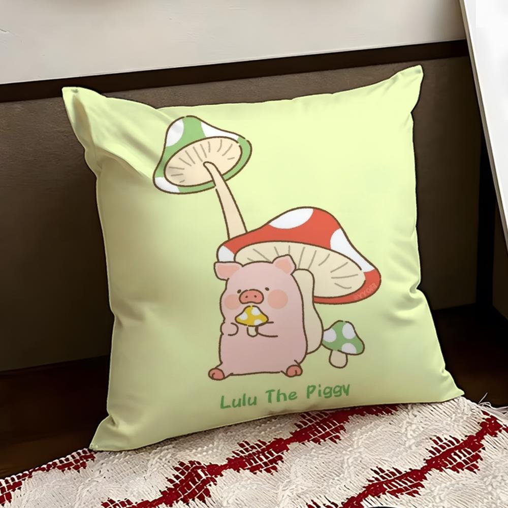 Cartoon LLulu Pig Pink Cushion Cover Reversible Soft Durable Pillow Cover Home  Car MultiScene Use for Daily Comfort