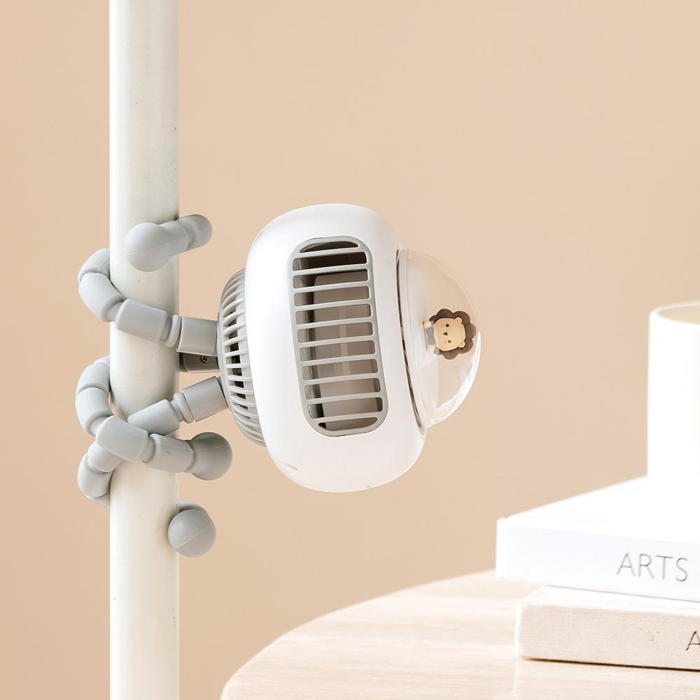 F37 Stroller Fan Tabletop Kids Silent Handheld Shakehead Octopus Fan