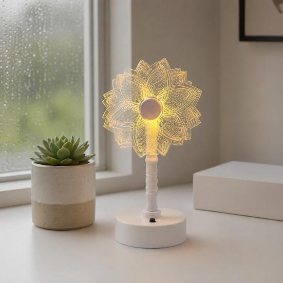 Acrylic Sunflower Night Light 3D Engraved LED Desk Lamp USB/Battery Powered
