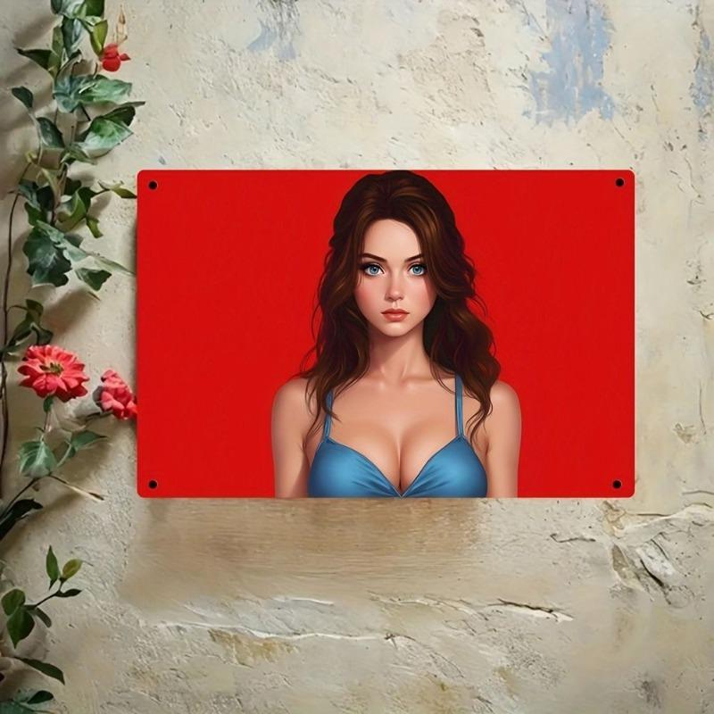 Lamiere Pin-Up Girl, Decorazione Metallica per Officina Garage 20x30cm