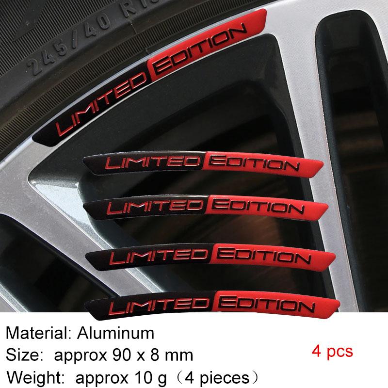 4x Aluminiowy Emblemat EDYCJA LIMITOWANA Naklejki na Piasty Kół Samochodowych Naklejka Pasek Dekoracyjny Obręczy Opony Akcesoria Uniwersalne Zewnętrzne do Auta