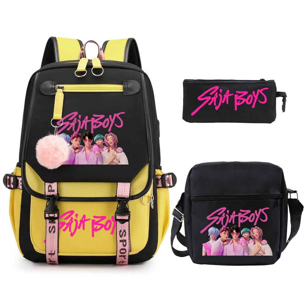 Animation Cartoon Peripheral Primary And Secondary School Students Schoolbag Multi-Functional Large-Capacity Leisure Backpack Three-Piece Set