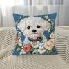Floral Maltese Puppy Cushion Covers Chair Living Room Pillowcase Cozy Zipper Sofa Pillow Covers Animal Bedroom Indoor Home Decor