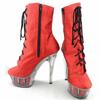 Fashion short trend long boots waterproof table super high heel transparent sole boots red stiletto women's boots 15cm
