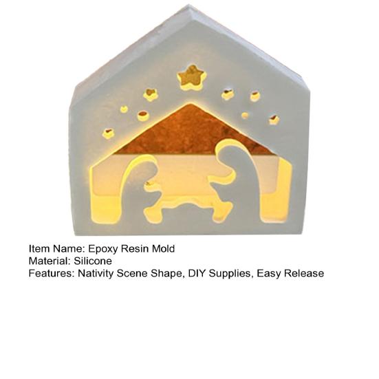 Christmas Nativity Lamp Silicone Mold DIY Handmade Birth of Jesus Scene Ornament Crafts Mold Gypsum Cement Epoxy Resin Casting Mold
