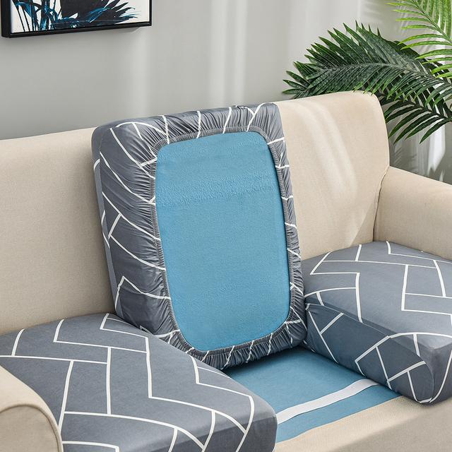 Square Lattice Printed Sofa Chair Seat Cushion Cover Elastic Sofa Slipcovers Designed For Household Pets Protector L Shape Anti -Dust Machine