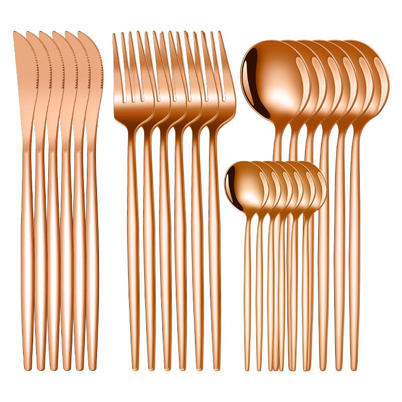 2025 Stainless Steel 24-Piece Cutlery Set for Hotels & Restaurants: Steak Knife, Fork & Spoon