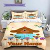 Hey Duggee Custom Name Pattern Bedding,Quilt Set Quilt Cover Pillowcase Home Birthday Gift(1 * duvet cover + 2 * pillowcase, without core)