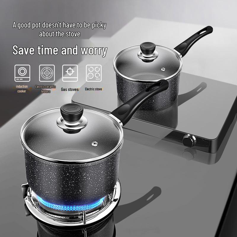 Mini Maifan Stone Milk Pot: All-in-One Ramen, Noodle, Fry, Boil, and Soup Pot for Home Cooking and Kids' Food.