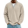 Men Quarter Zip Sweatshirt Long Sleeve Stand Collar Top Solid Color Ribbed Casual Loose Pullover Shirt for Office Gym Street Wear