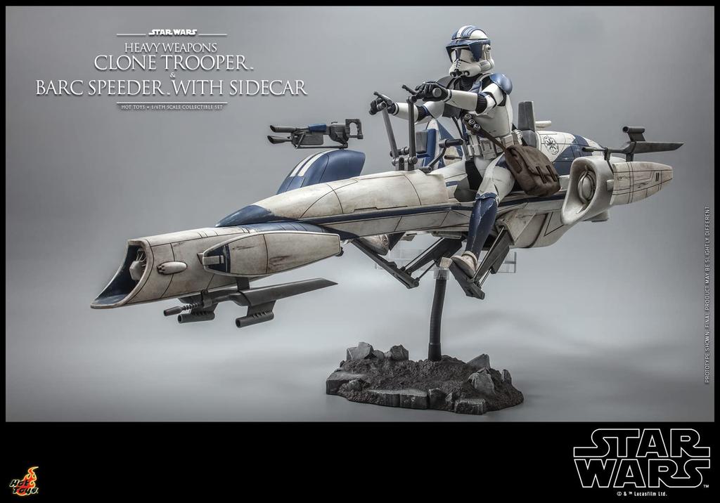 TV Masterpiece Star Wars: The Clone Wars Heavy Weapon Clone Trooper & BARC Speeder (with Sidecar) 1/6 Scale Figure, White, TMS077