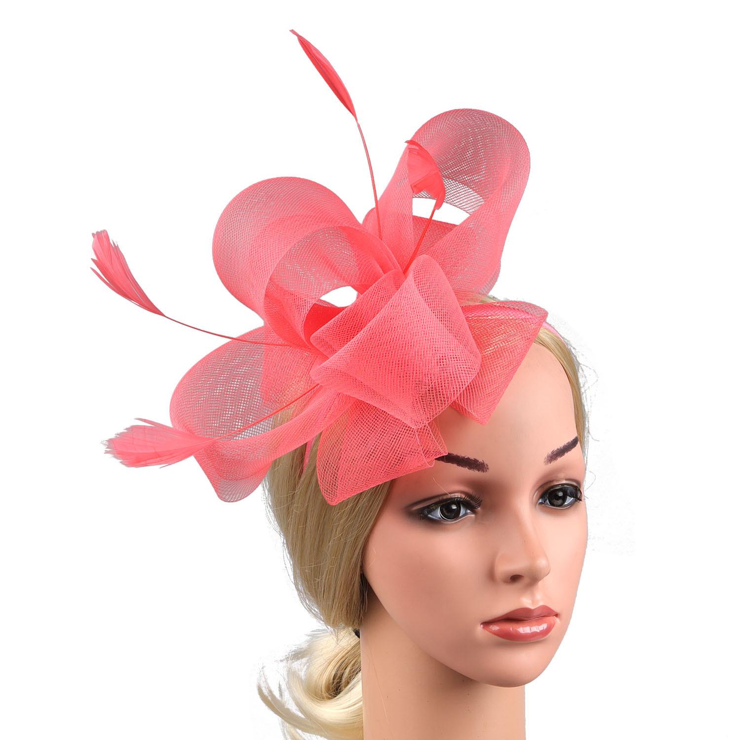 2023 Elegant European  American Mesh Feather Fascinator for Women