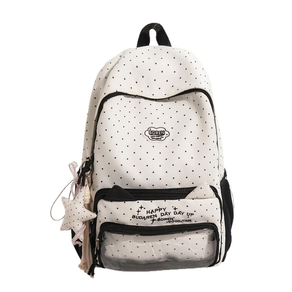 Schoolbag Wholesale Junior High School Student College Wind Polka Dot Backpack Female Student Cute Elementary School Student Large Capacity School Bag