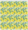 Lemon and Green Leaf Pattern Waterproof Polyester Shower Curtain 180x180cm - Fresh Citrus Fruit Print Bath Curtain with Hooks
