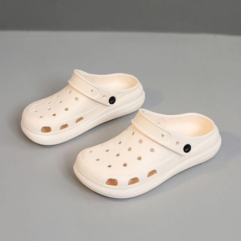 ZB slippers new summer two-wear hole shoes thick-soled Mori soft-soled outer wear flat-soled drag 36 хаки