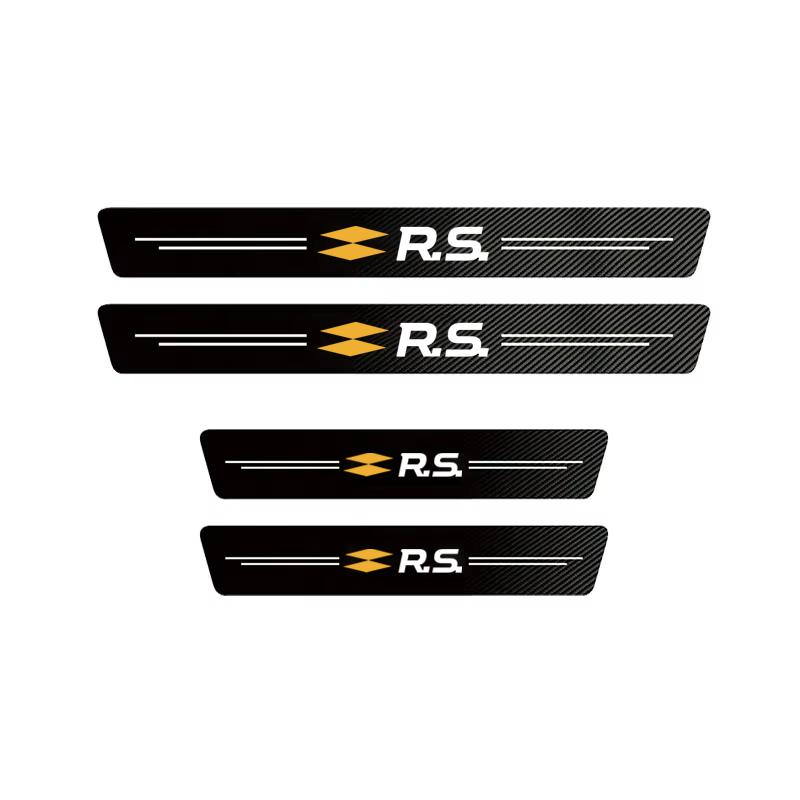 1/4/5Pcs Carbon Fiber Car Door Sill Scuff Plate Decor D Stickers For Renault RS Clio Megane 2 3 4 Captur Trafic Twingo Scenic 2
