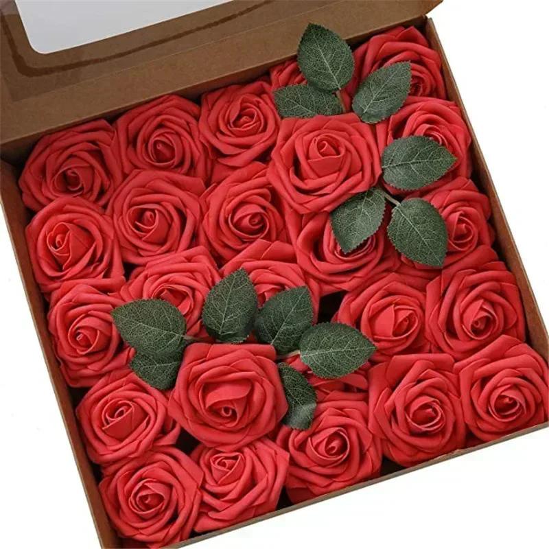 25pcs Artificial Flowers Fake Flowers Roses W/stem For DIY Wedding Bouquets Centerpieces Arrangements Party Home Decorations