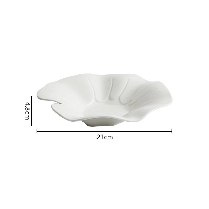 Irregular Lotus Leaf Plate Ceramic Tableware Salad Plate Dessert Snack Plates Thick Soup Plate Artistic Conception Tableware