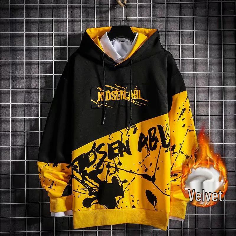 Modny Japoński Hip-Hop Luźny Męski Bluza z Kapturem - Długi Rękaw Wiosna/Lato Bluza