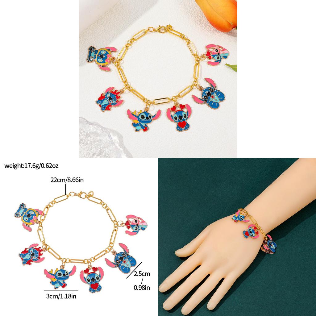 Stitch Cartoon Charm Bracelet For Girls With Zinc Alloy Finish Perfect For Friendship Gift