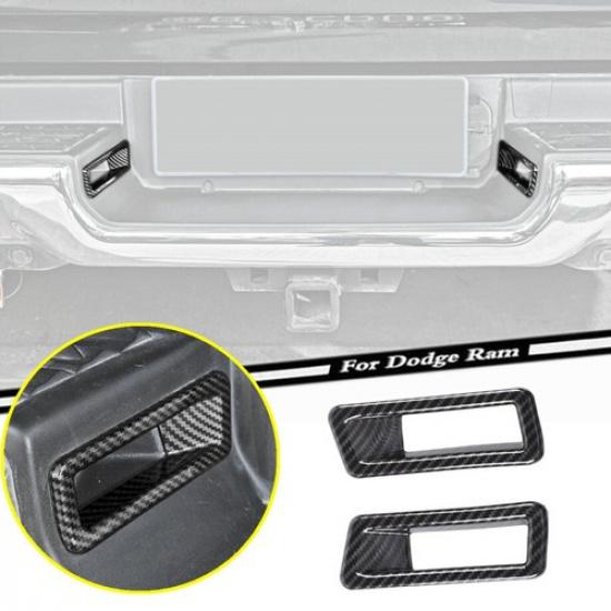 For 2019-2024 Dodge RAM 1500 Carbon Car Rear License Plate Lamp Light Cover Trim