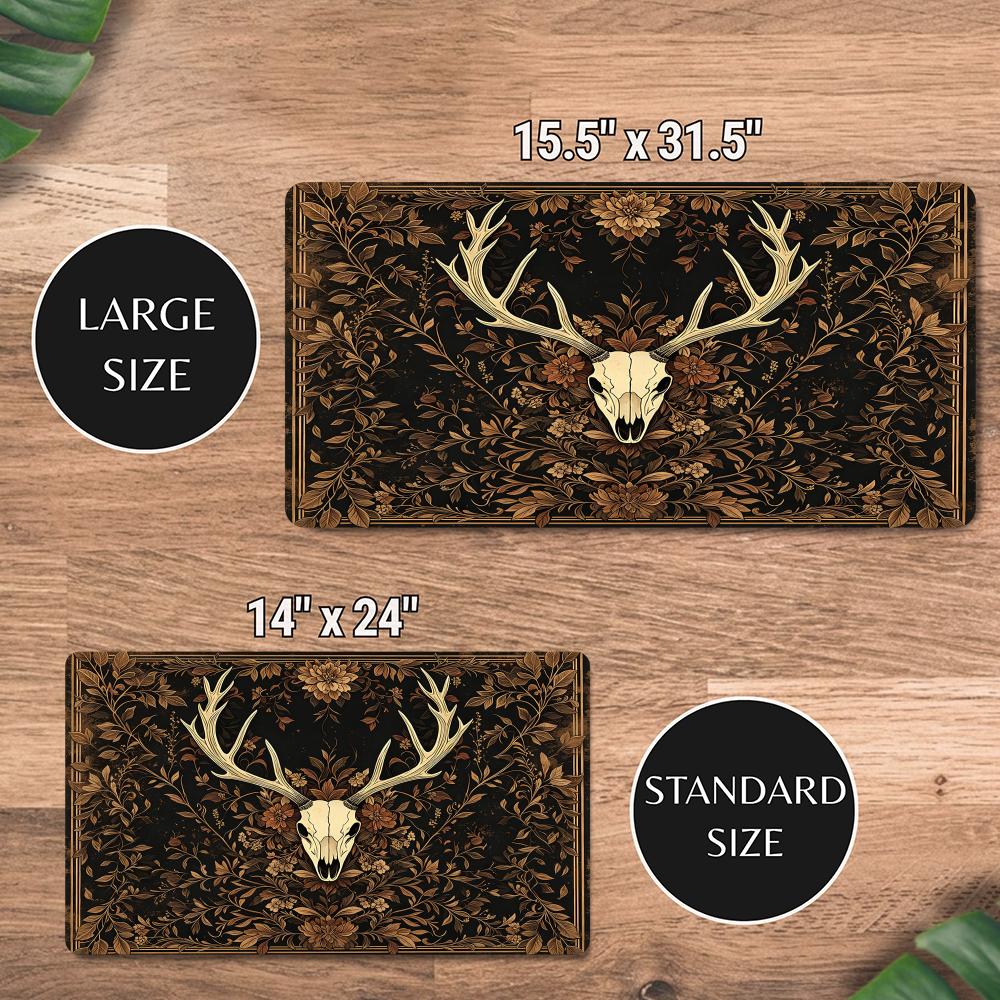 Floral Deer Skull MTG&TCG Tabletop Game Mat Magic Party Playmat Durable Rubber for Games 35X60cm Mouse Pad PC Offices Desk Mats