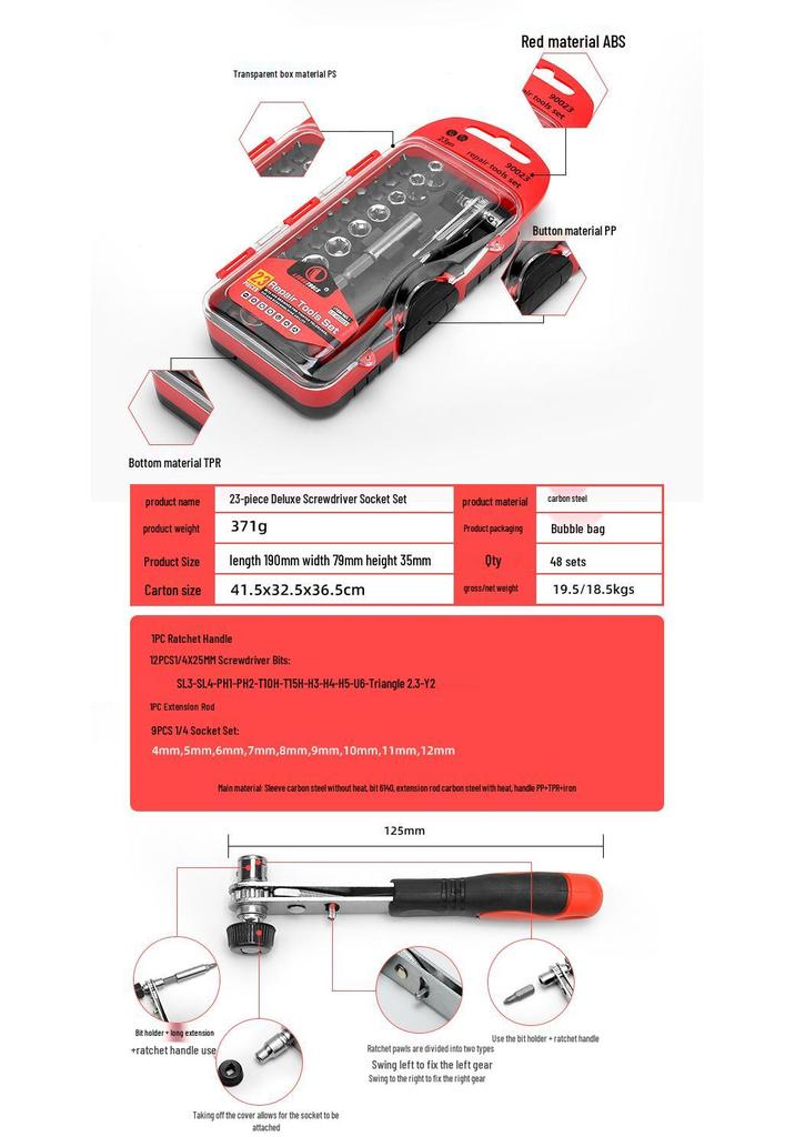 5-in-1 Multi-Functional Tool Set with Magnetic Bit Sleeves & Precision Ratchet Screwdriver