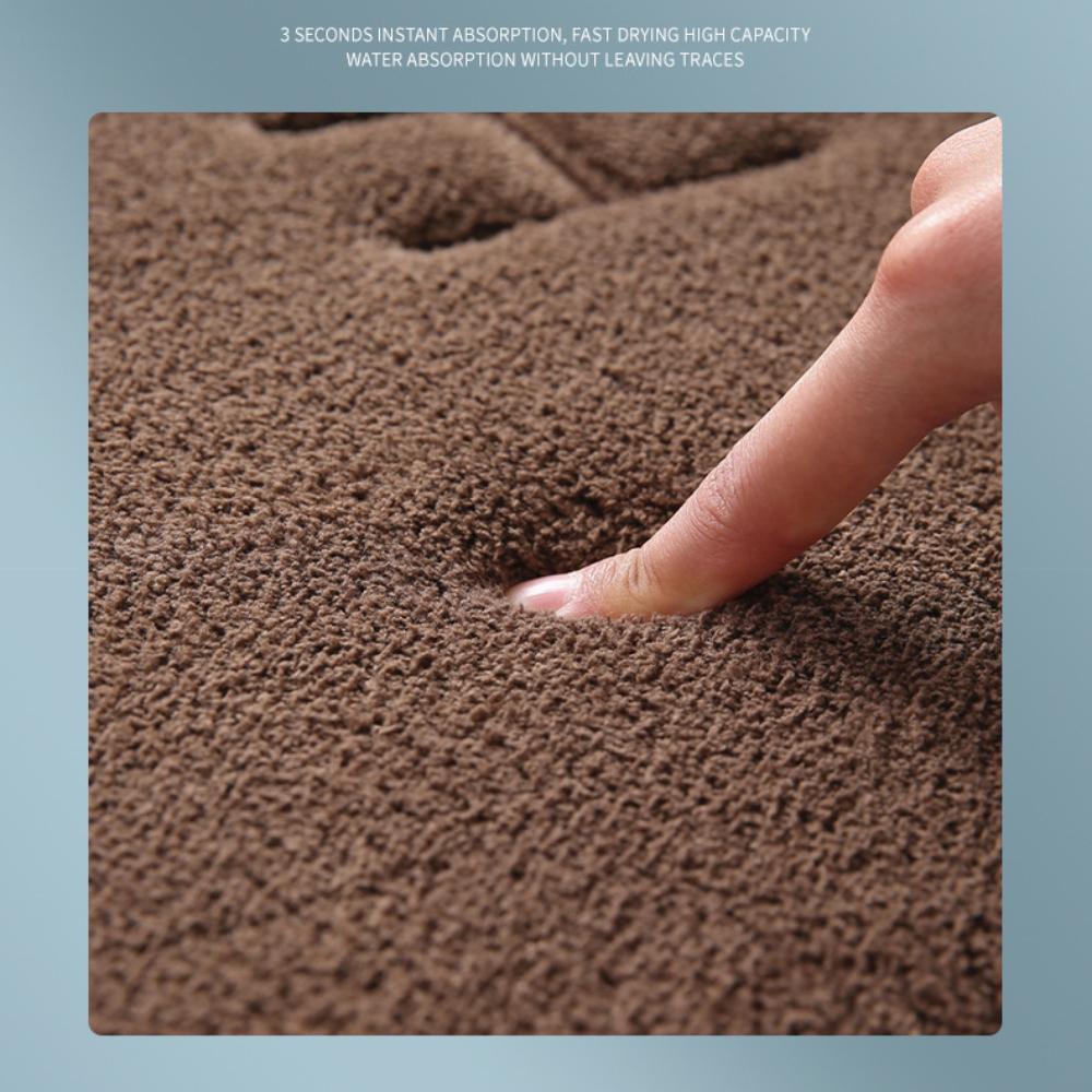 Coral Fleece Engraving Bathroom Mat Bath Non-slip Carpets In Wash Basin Bathtub Side Floor Rug Shower Room Doormat Memory Foam 3D Pad