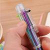 Multicolor Non-Leaking Push-Button Ballpoint Pen for Students - 6 Transparent Colors
