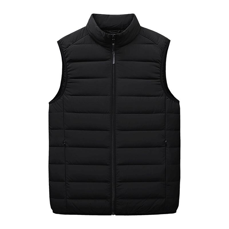 Men's Autumn/Winter Lightweight Down Vest with Stand-Up Collar - Large Size, Loose Fit
