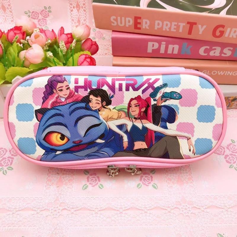 Pencil Case, Anime K-POP Student Large Capacity Double Zipper Stationery Case Pencil Case