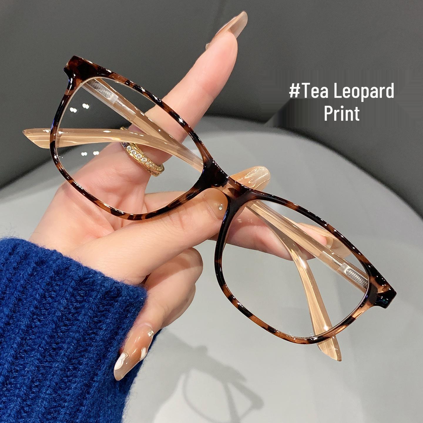 

Очки для пресбиопии с леопардовым принтом и защитой от синего света: Ретро весенние штанины, чайный цвет, высококлассный стиль для визуально более молодого лица. Anti-blue light 0