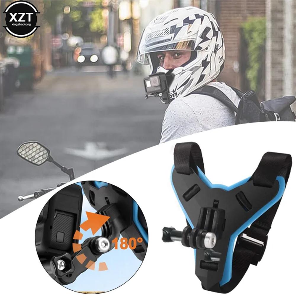 Motorcycle Helmet Chin Strap Mount Holder With Phone Clip Compatible For GoPro Hero 5/6/7 Action Sport Camera Full Face Holder