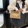 Large capacity solid color casual bag new retro versatile shoulder underarm bag portable tote bag