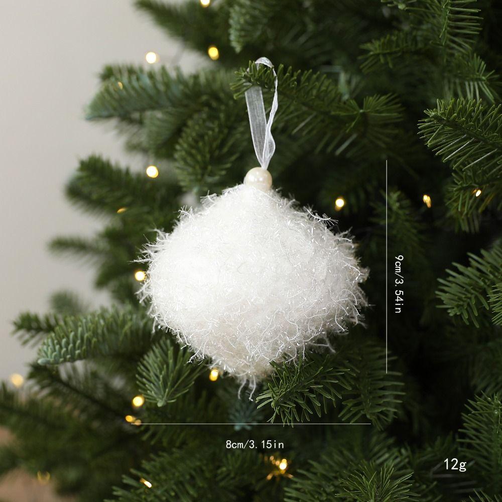White Christmas Tree Ornament Plush Texture Christmas Hanging Ornament Plush Christmas Ornament