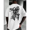 European Sizes Men's Vintage Fashion T-Shirt with Back Print, Summer Short Sleeve Top