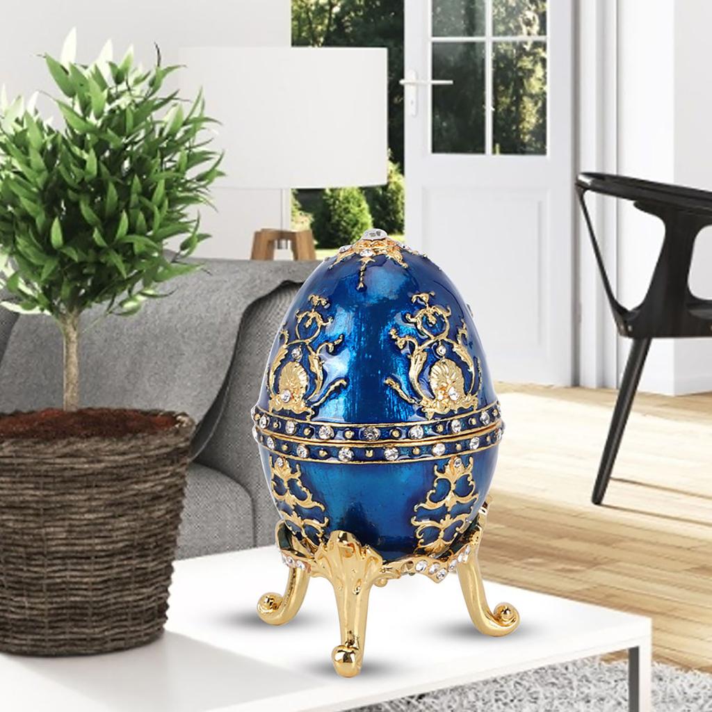 Enamel Painted Shiny Diamonds Metal Crafts Trinket Box Home Desktop Decor Ornaments
