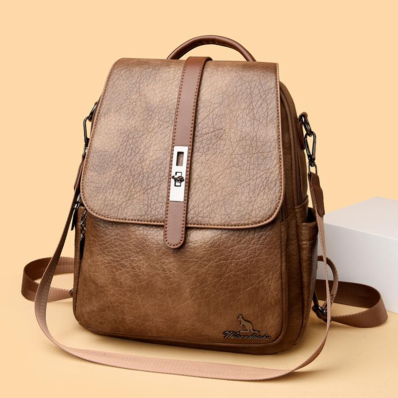 PU Backpack Women's Large Capacity Backpack Lightweight Travel Student Schoolbag