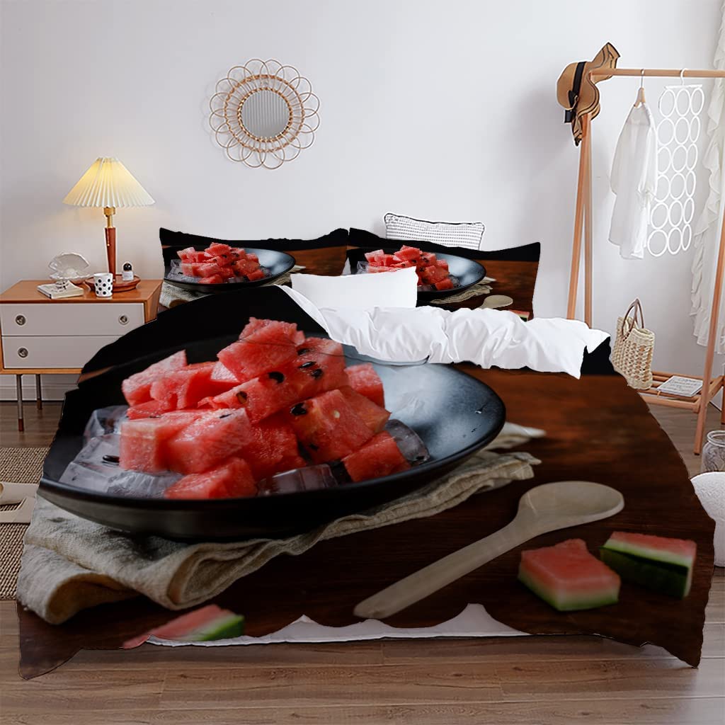 Watermelon Duvet Cover Set Green Red Polyester King Queen Full Size Bedding For Kids Teens Adults