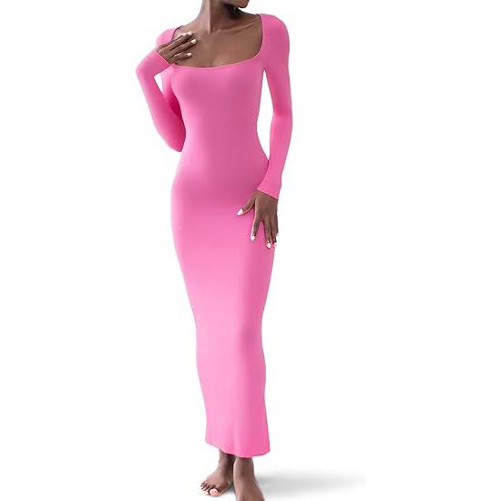 European & American Women's Ribbed Slimming Long Dress - Spring/Summer 2024 Collection