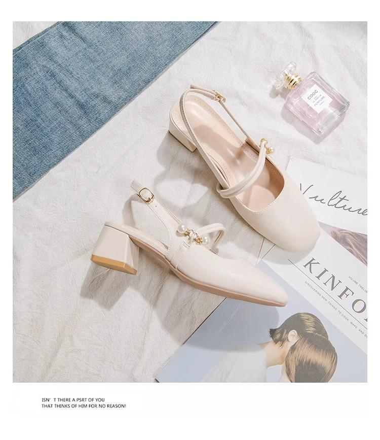 Soft Leather Bag Head Sandals Women's Summer 2025 New French Outer Wear Fairy Beautiful Low Heel Medium Heel Thick Heel High Heels