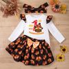Baby Girl Thanksgiving Outfits Long Sleeve Turkey Romper Tutu Skirt Newborn Infant Baby Clothes Set