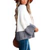 Temperament Pullover Splicing Gray-white Lazy Style High-end Design Sense Long-sleeved Top Knitted Sweater Women