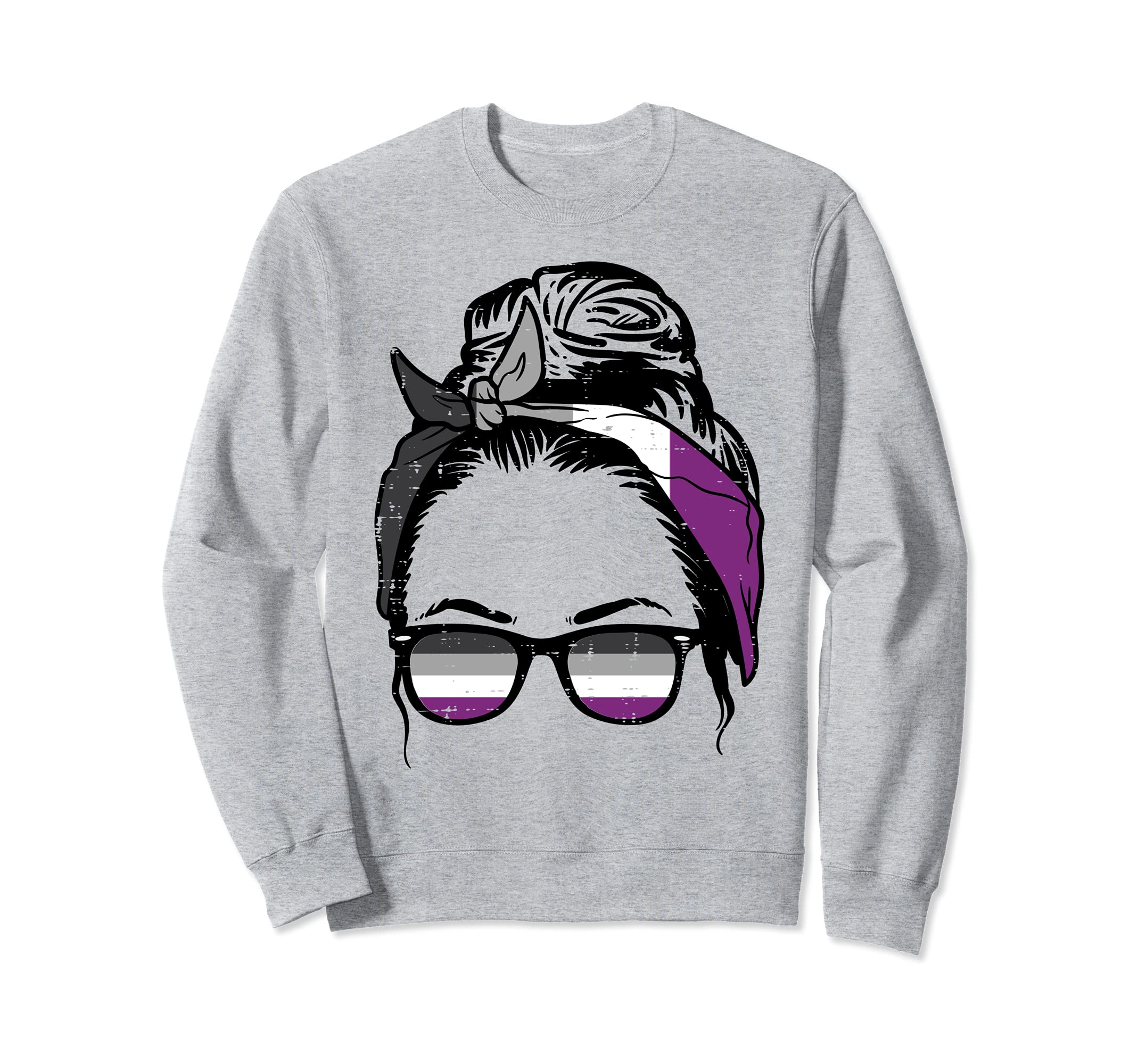 

Ace Mama Messy Hair Bun LGBTQ Asexual Pride Women Sweatshirt сірий колір