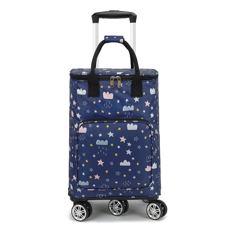 Folding Portable Grocery Shopping Cart with Bag - Household Supermarket Trolley