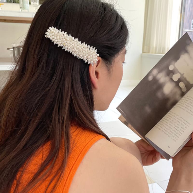 

geegee beads hair pin (4color) NAVY